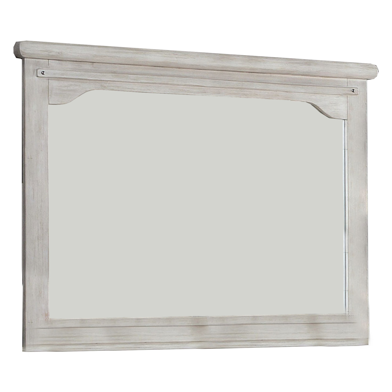 36 Inch Mirror With Chiseled Inner Wooden Frame, White- Saltoro Sherpi