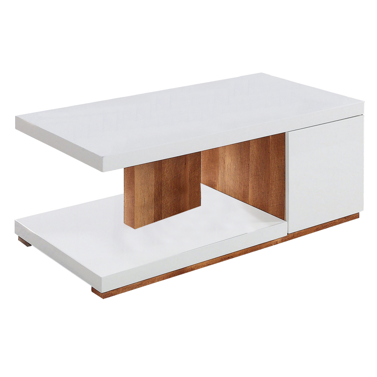 Replicated Wooden Base Coffee Table With 1 Open Shelf, White And Brown- Saltoro Sherpi