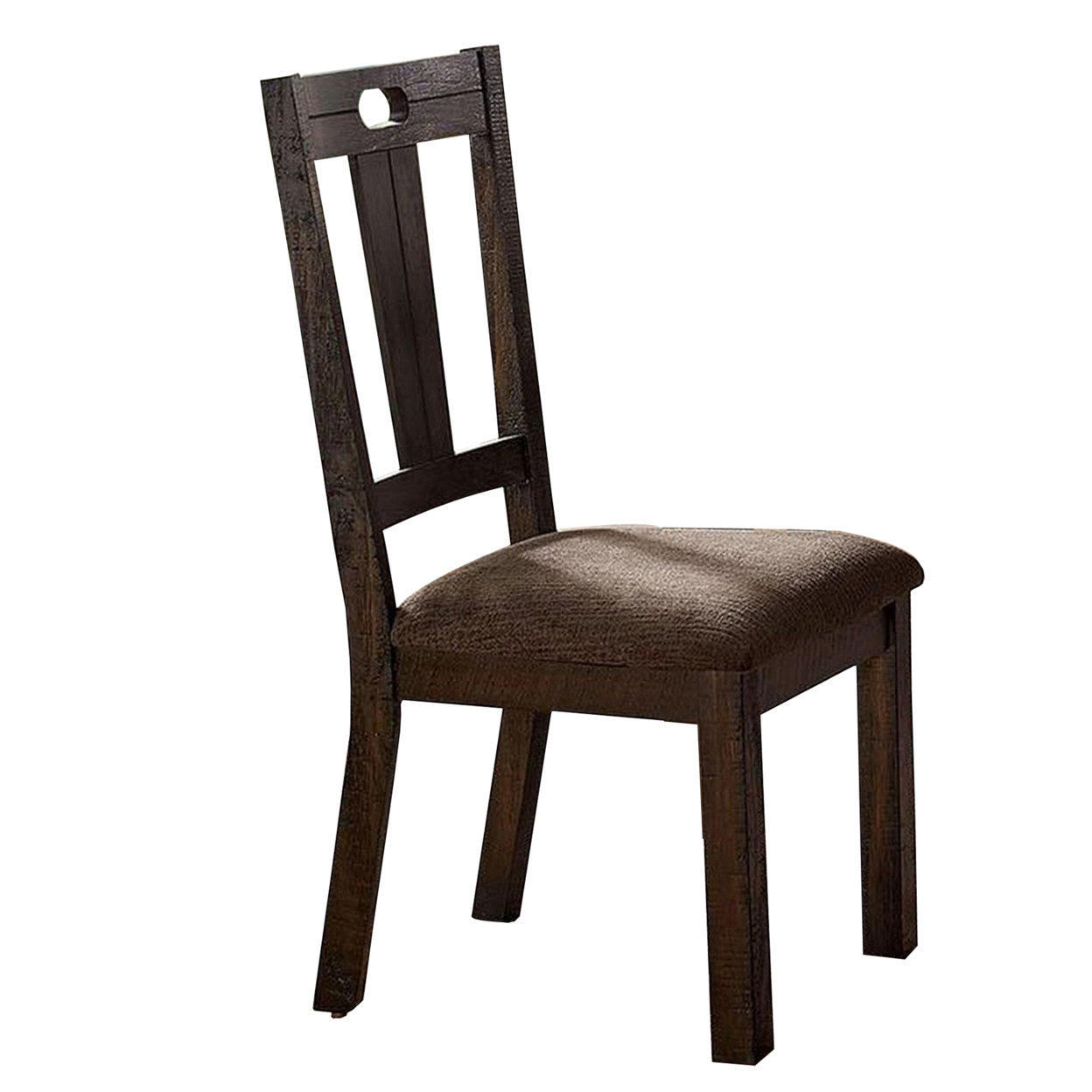 Wooden Side Chairs With Padded Seat, Set Of 2, Brown- Saltoro Sherpi