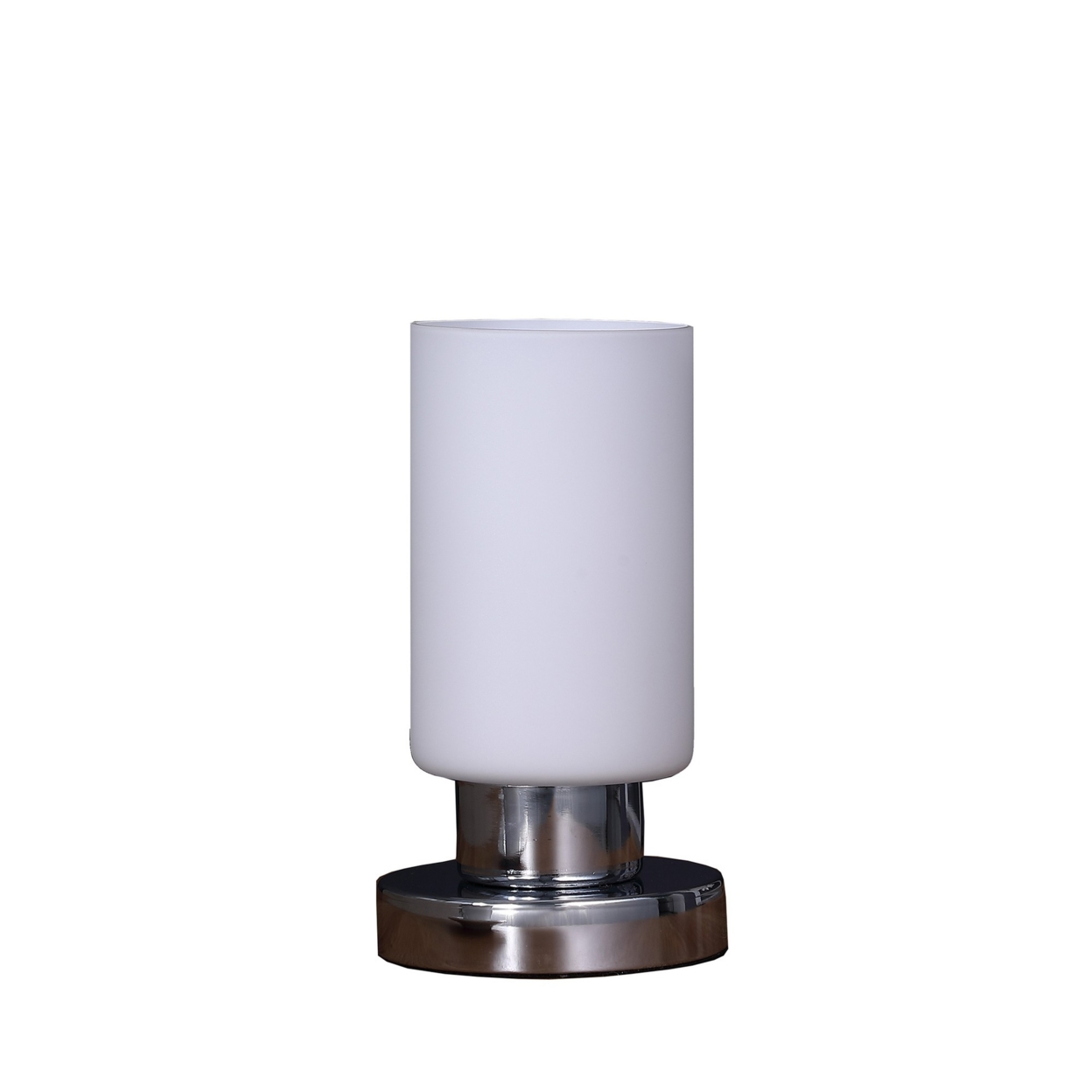 Cylindrical Glass Shade Table Lamp With Touch Switch, White- Saltoro Sherpi