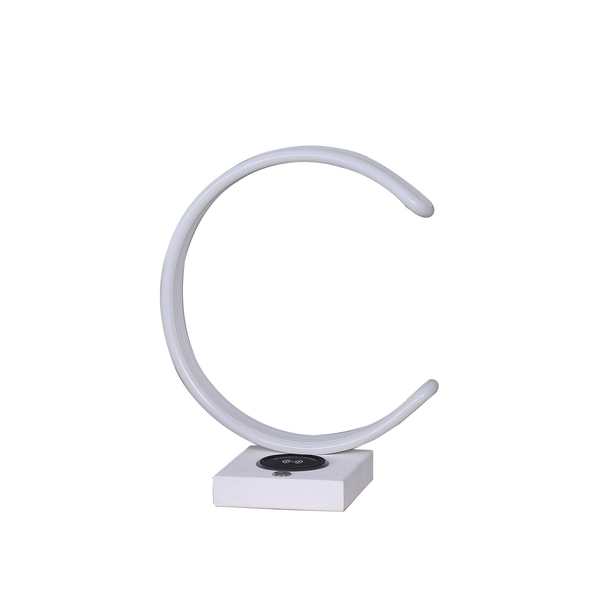 Metal C Shaped Table Lamp With USB Plugin, White- Saltoro Sherpi