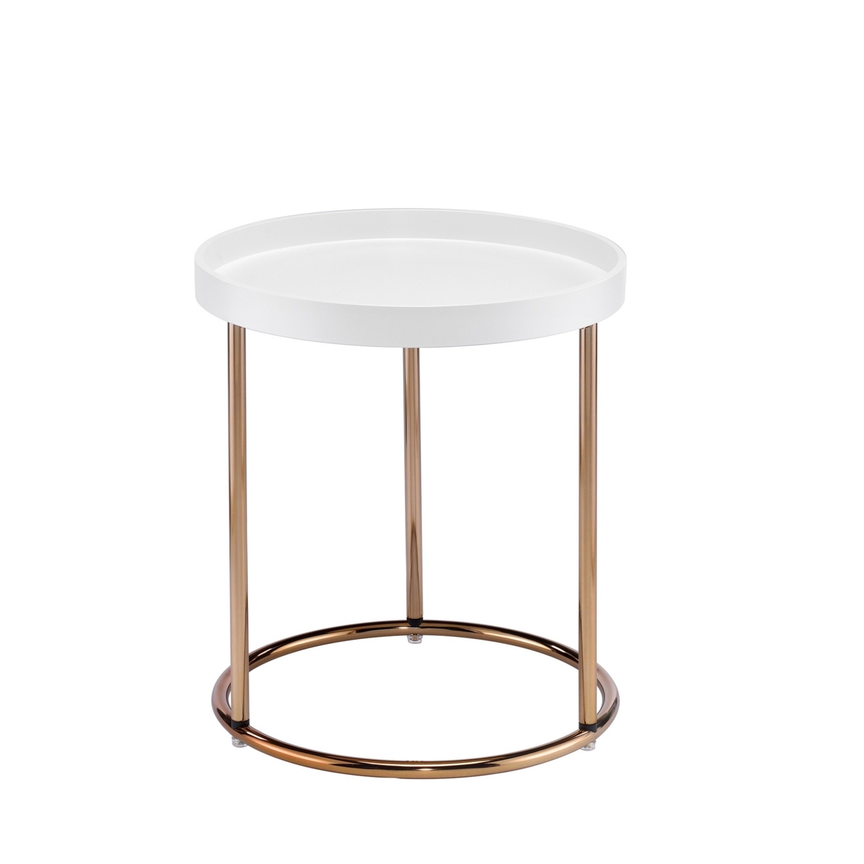 21.75 Inches Wooden Lipped Edge Side Table With Metal Legs, White- Saltoro Sherpi