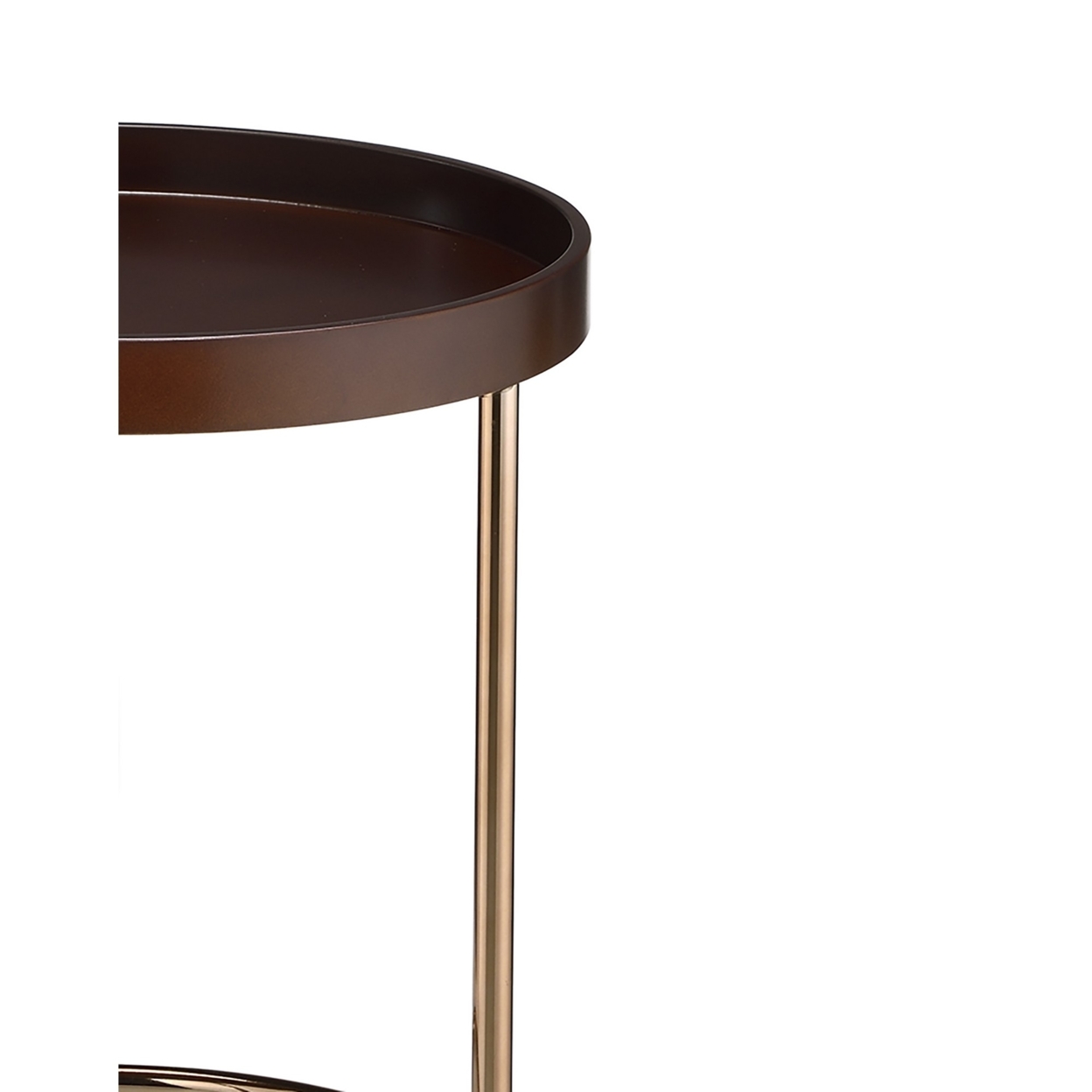 21.75 Inches Wooden Lipped Edge Side Table With Metal Legs, Brown- Saltoro Sherpi