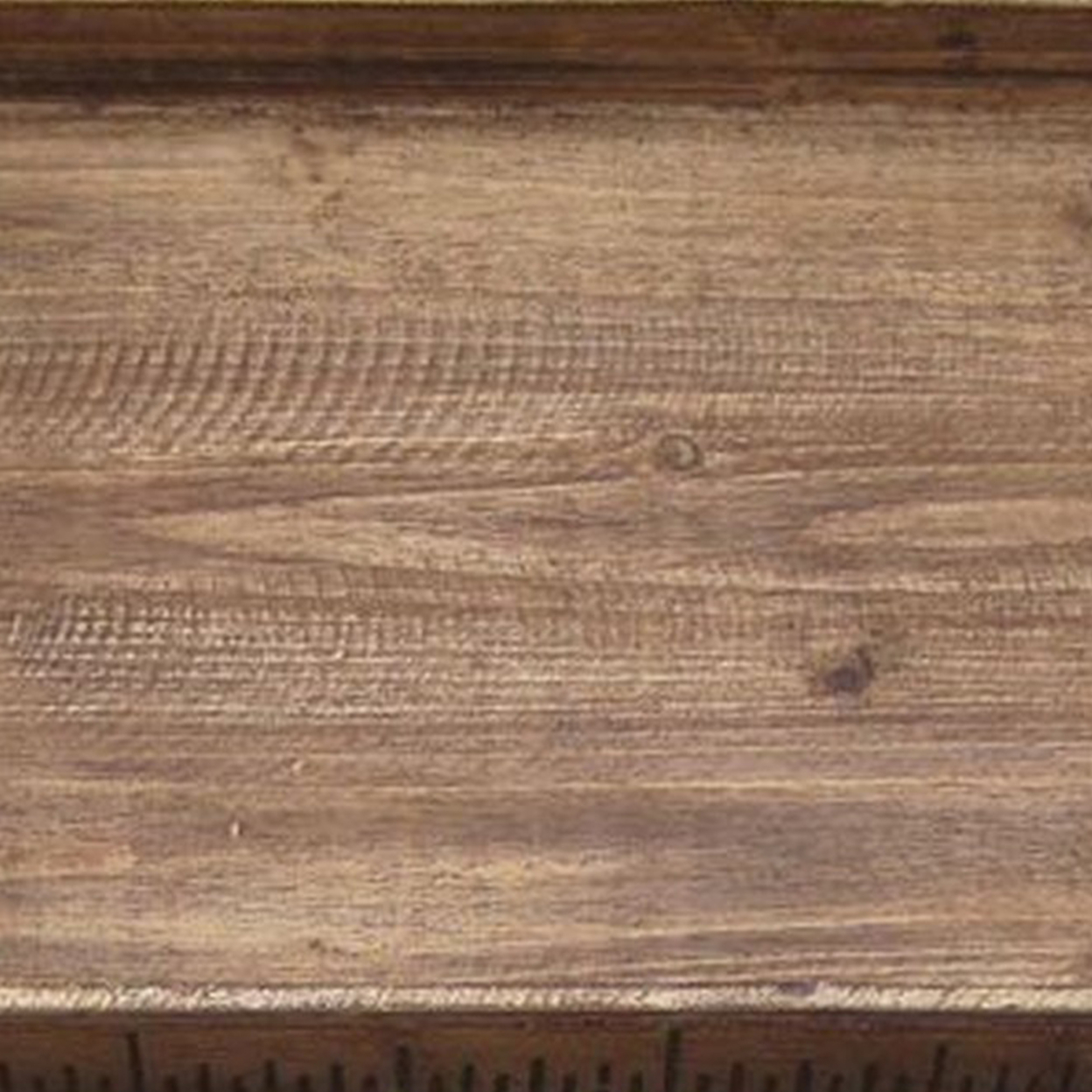 Rough Sawn Textured Rectangular Wooden Ruler Tray, Set Of 3, Brown- Saltoro Sherpi