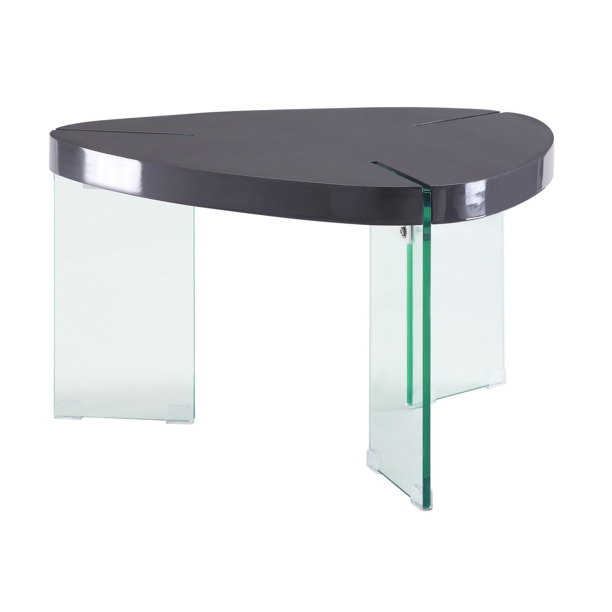 30 Inches Plectrum Top Coffee Table With Glass Legs, Gray- Saltoro Sherpi