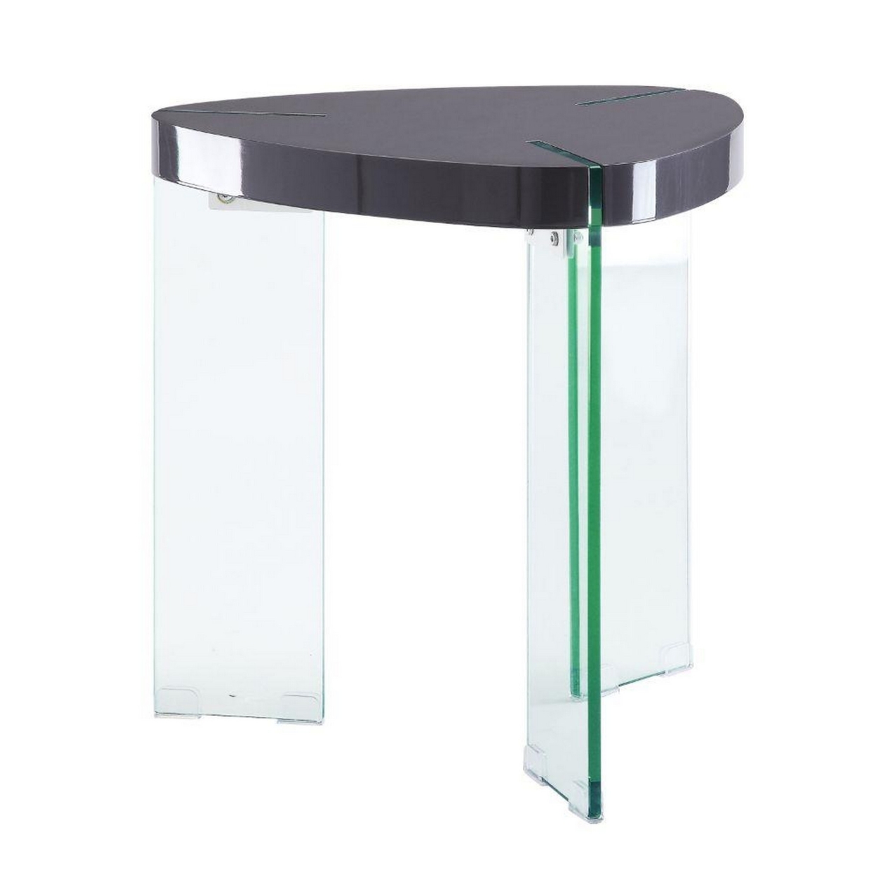 23 Inches Plectrum Top End Table With Glass Legs, Gray- Saltoro Sherpi