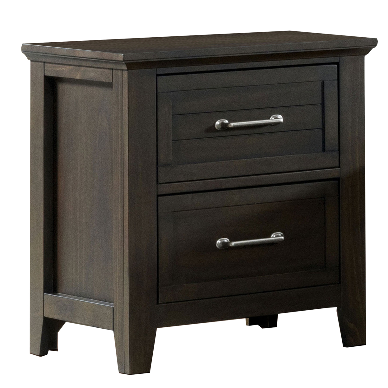 2 Drawer Wooden Nightstand With Plank Style Front, Brown- Saltoro Sherpi