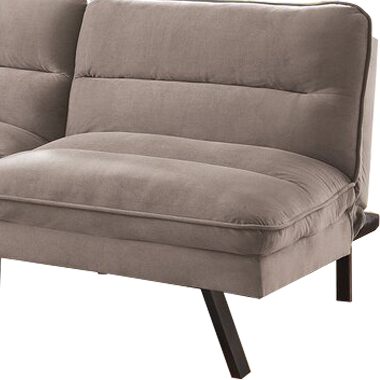 Fabric Futon Sofa With Split Back And Angled Legs, Gray- Saltoro Sherpi