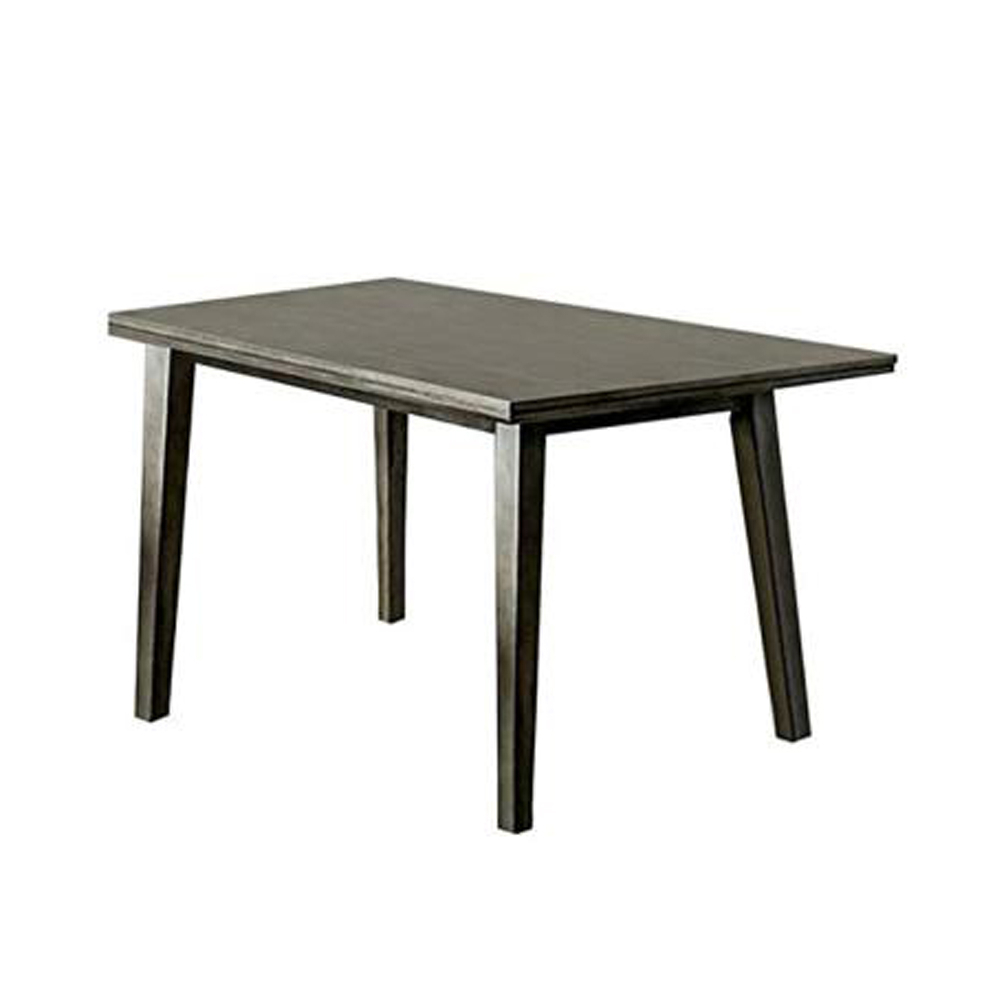 Rectangular Wooden Dining Table With Tapered Block Legs, Gray- Saltoro Sherpi