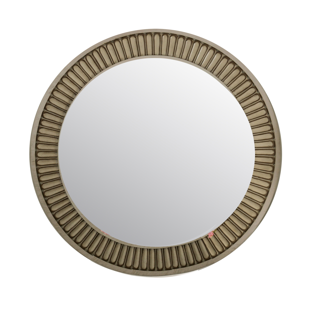 Traditional Style Round Mirror With Decorative Trim Edges, White- Saltoro Sherpi