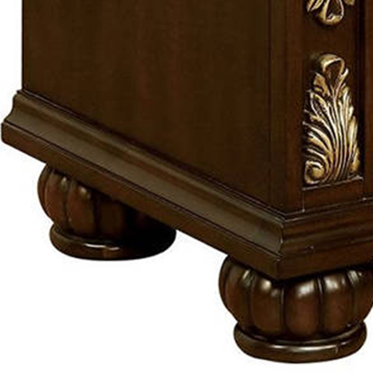 3 Drawer Wooden Nightstand With Decorative Accent And USB Plugin, Brown- Saltoro Sherpi