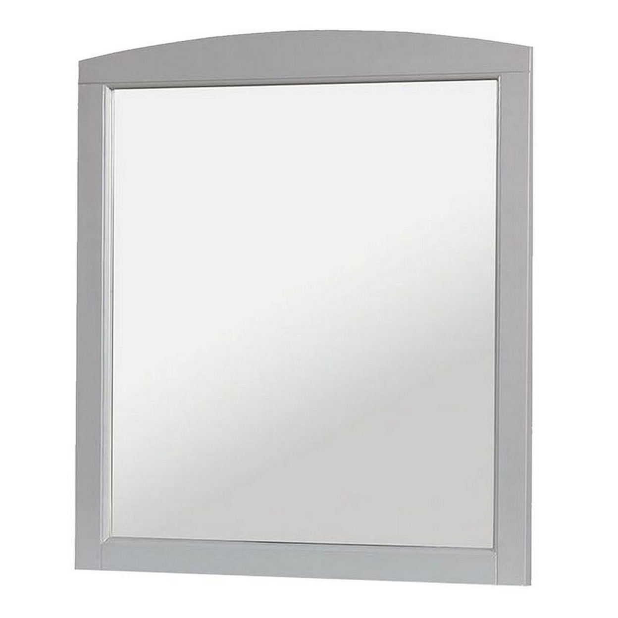 32 Inch Curved Top Wooden Frame Transitional Mirror, Gray- Saltoro Sherpi