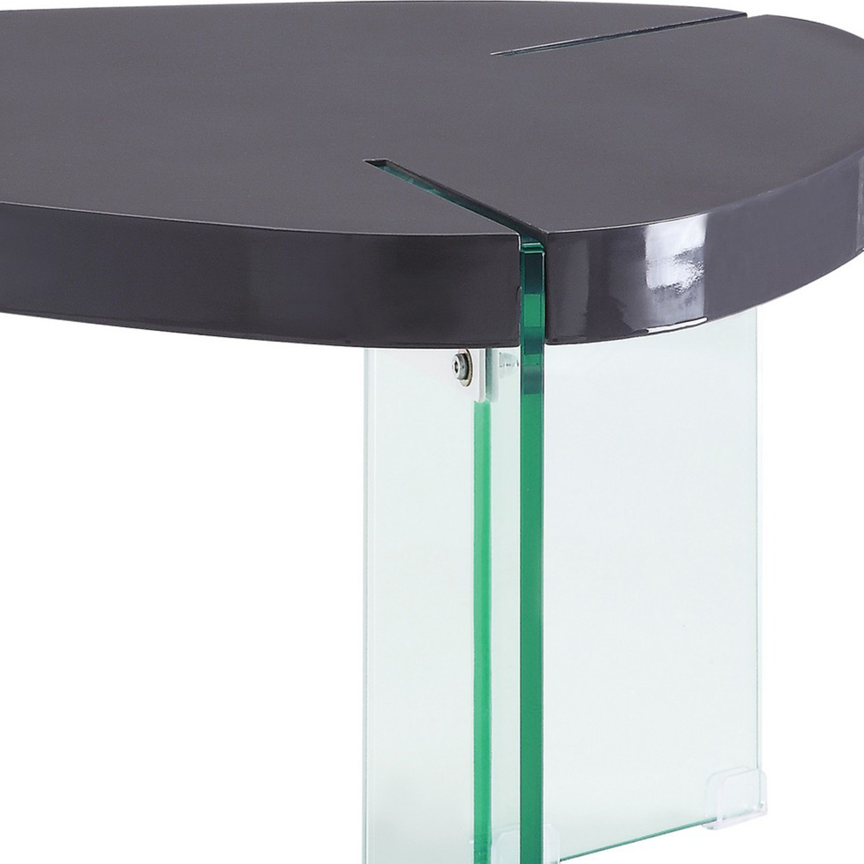 30 Inches Plectrum Top Coffee Table With Glass Legs, Gray- Saltoro Sherpi
