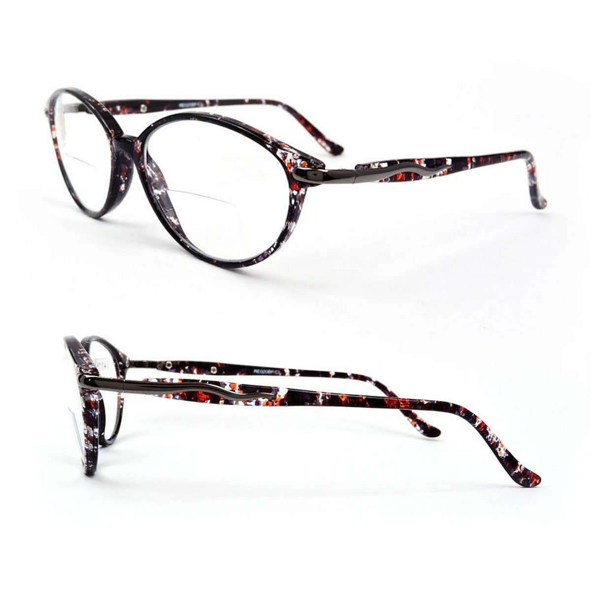 Bifocal Vision Cat Eye Tortoise Color Women's Reading Glasses 150-350 - TRT Black, +4.00
