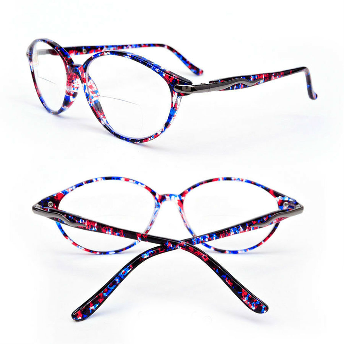 Bifocal Vision Cat Eye Tortoise Color Women's Reading Glasses 150-350 - TRT Blue, +3.25