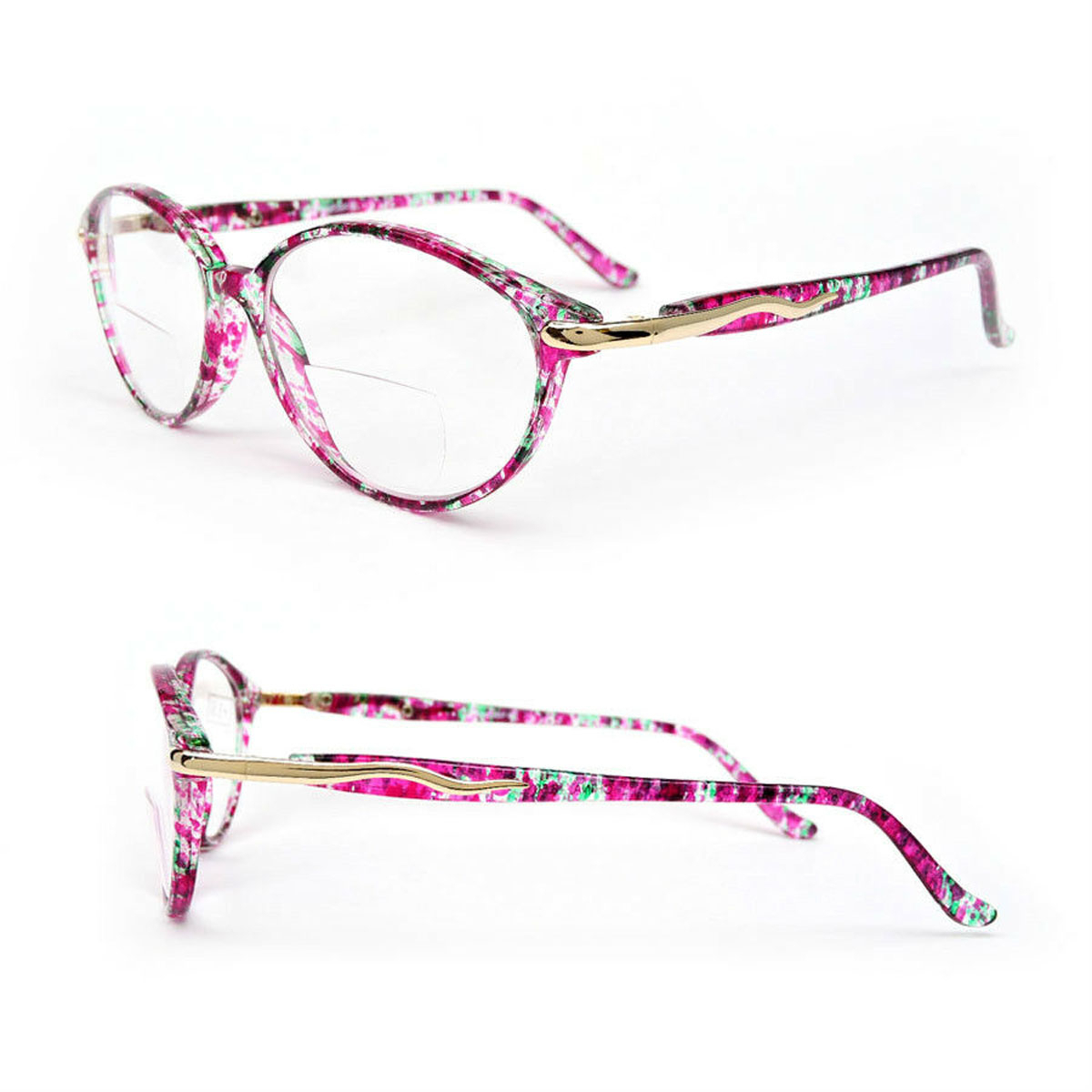 Bifocal Vision Cat Eye Tortoise Color Women's Reading Glasses 150-350 - TRT Purple, +4.00