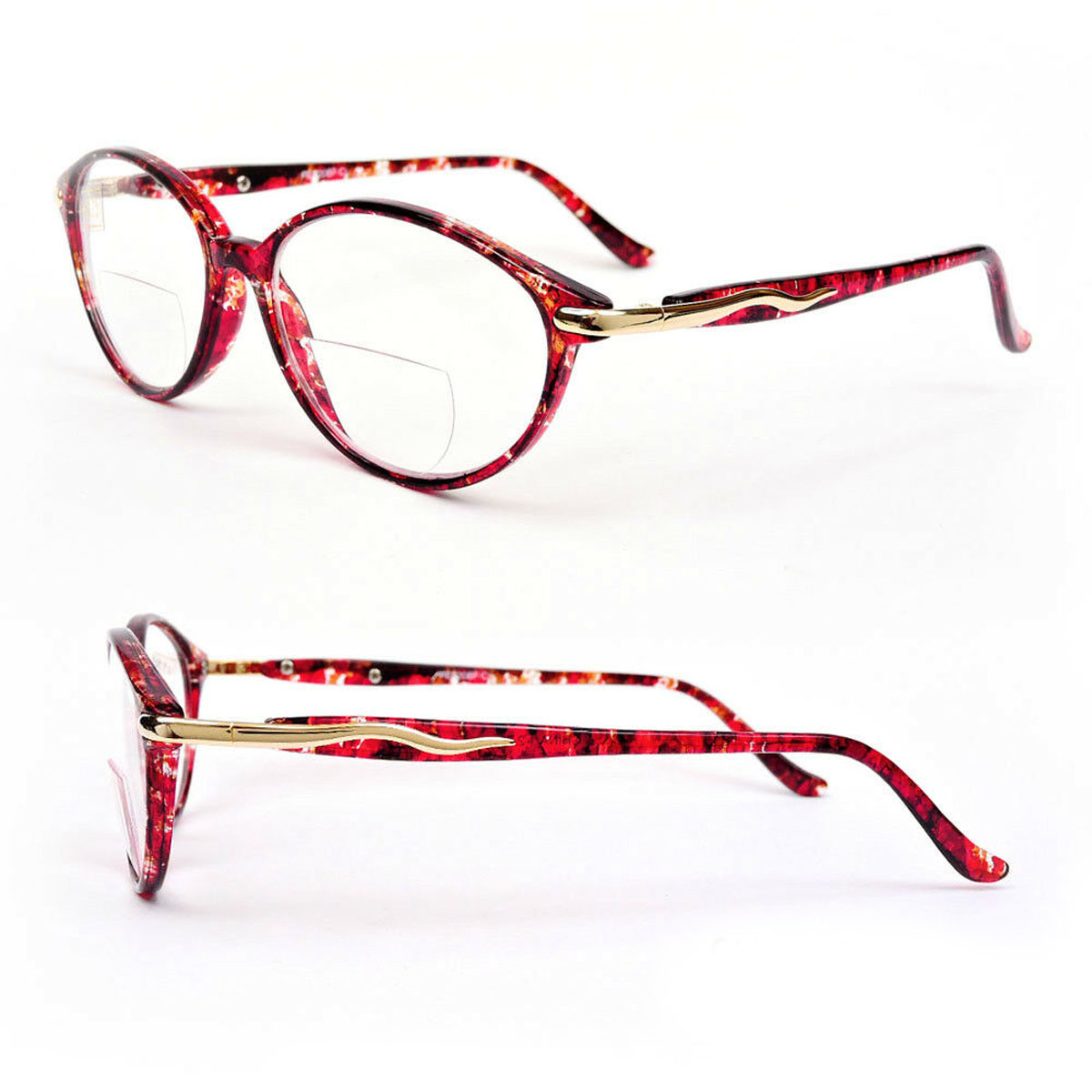 Bifocal Vision Cat Eye Tortoise Color Women's Reading Glasses 150-350 - TRT Red, +3.50