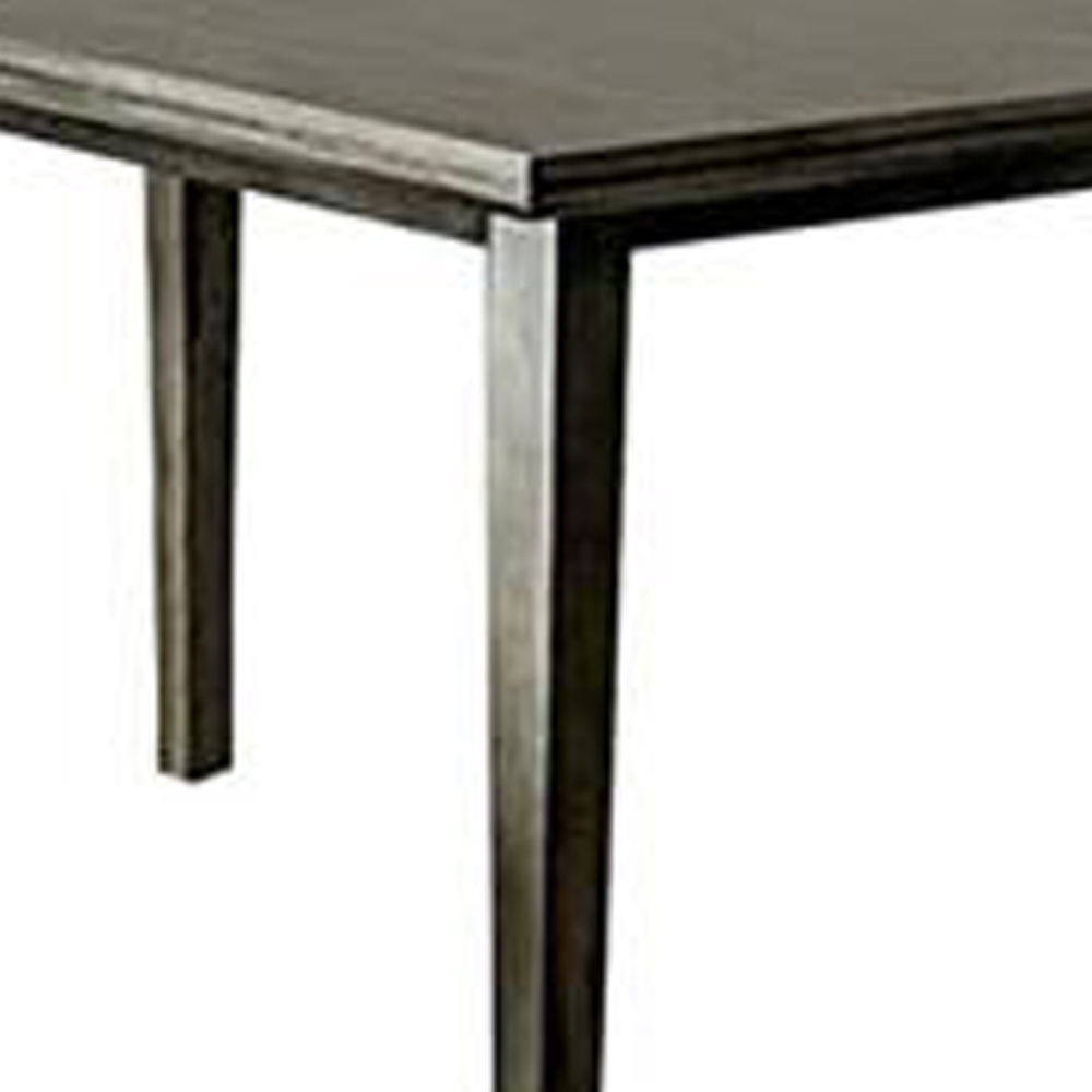Rectangular Wooden Dining Table With Tapered Block Legs, Gray- Saltoro Sherpi