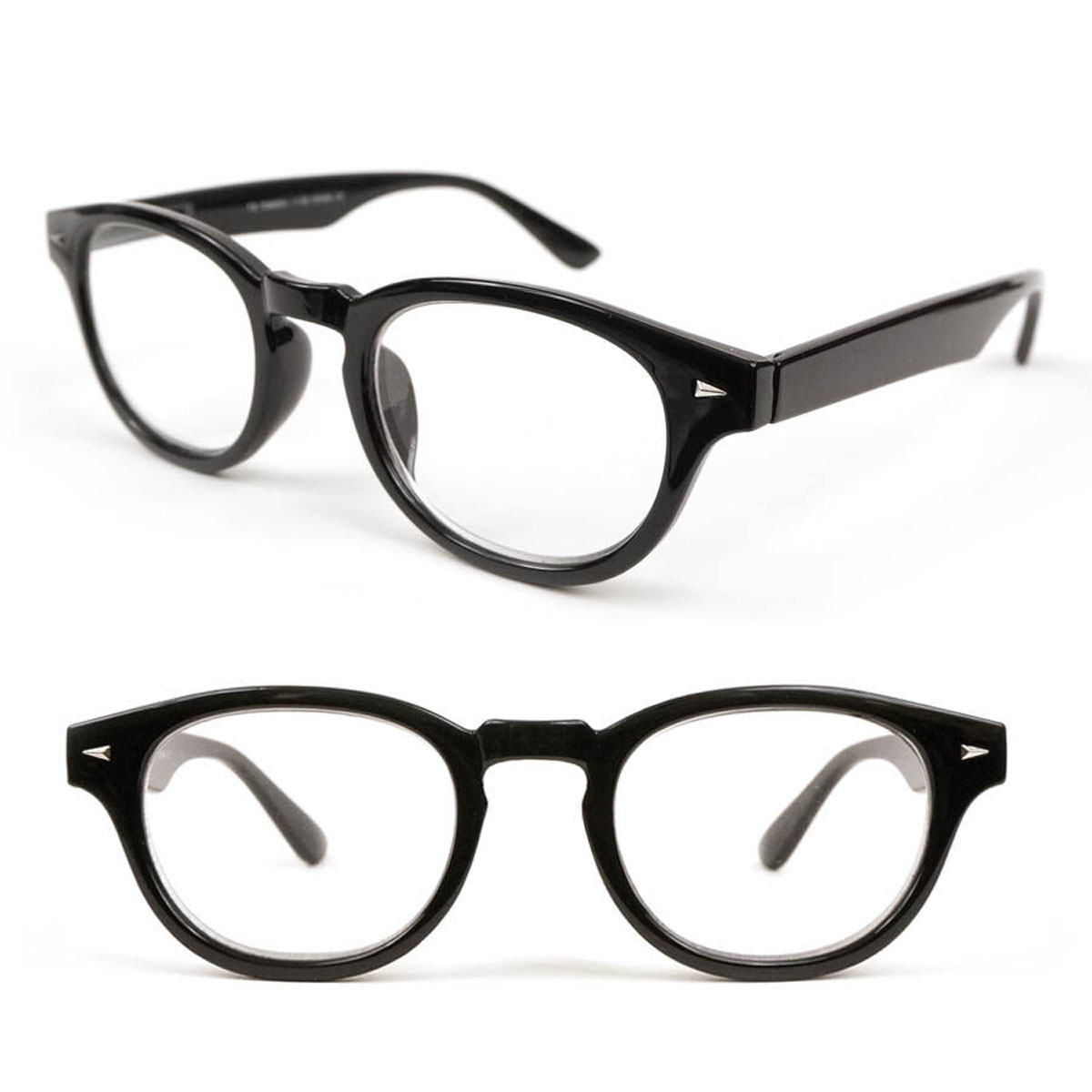 Medium Round Classic Frame Reading Glasses Geek Retro Vintage Style 100-375 - Black, +1.50