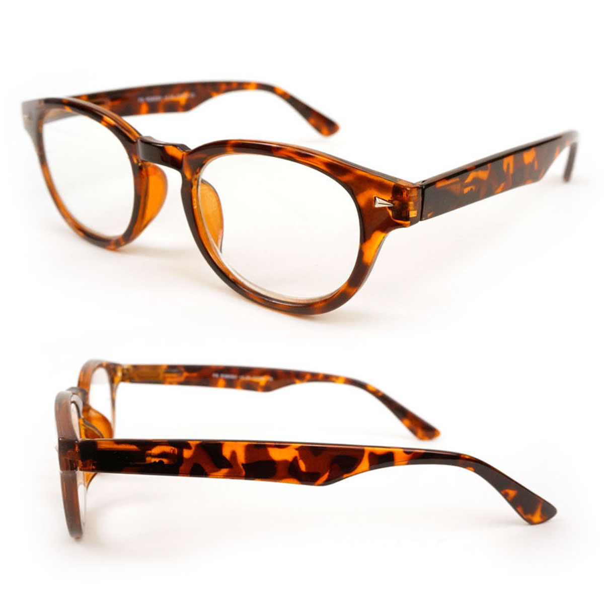 Medium Round Classic Frame Reading Glasses Geek Retro Vintage Style 100-375 - Brown, +1.00