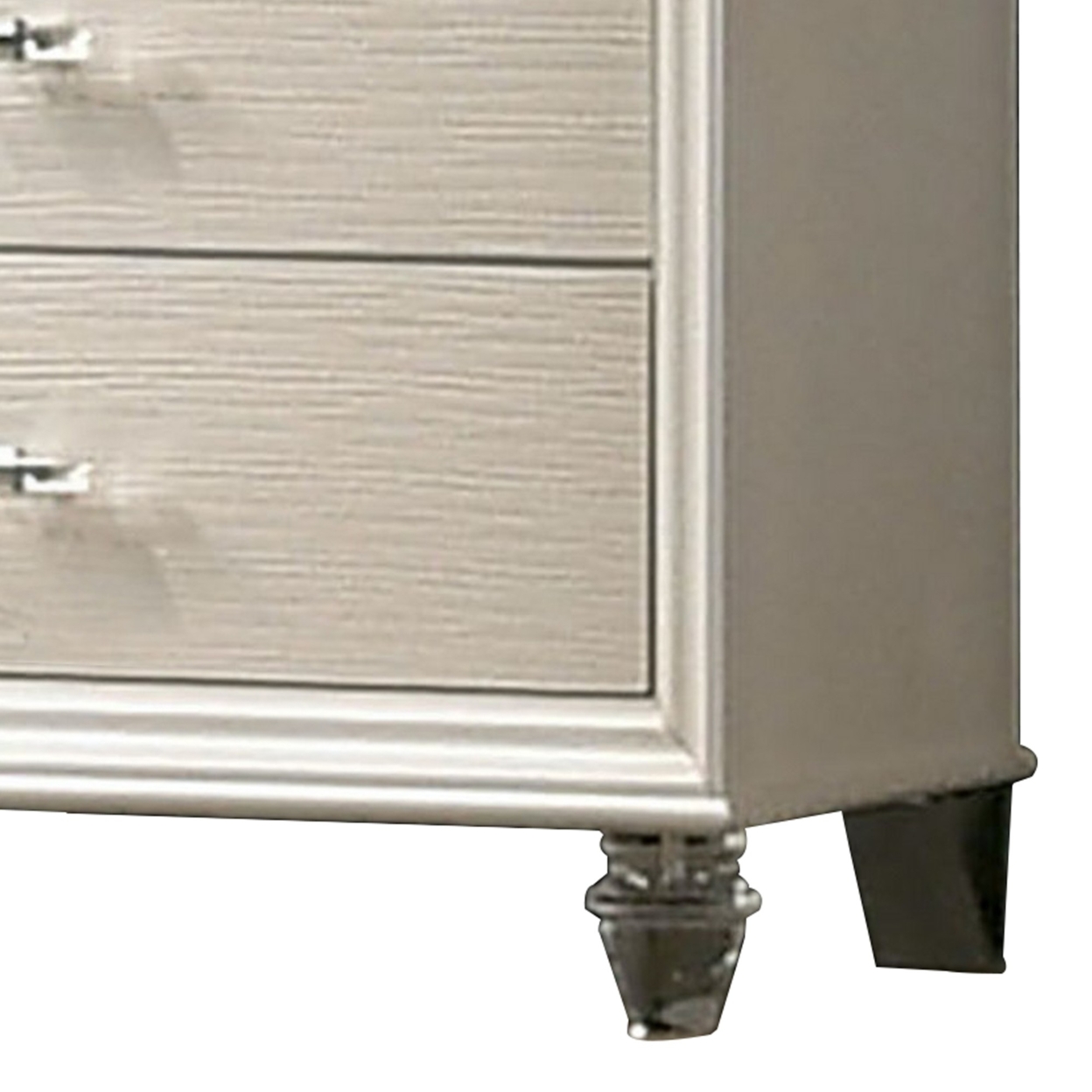 Contemporary Style 4 Drawer Chest With Acrylic Legs, Pearl White- Saltoro Sherpi
