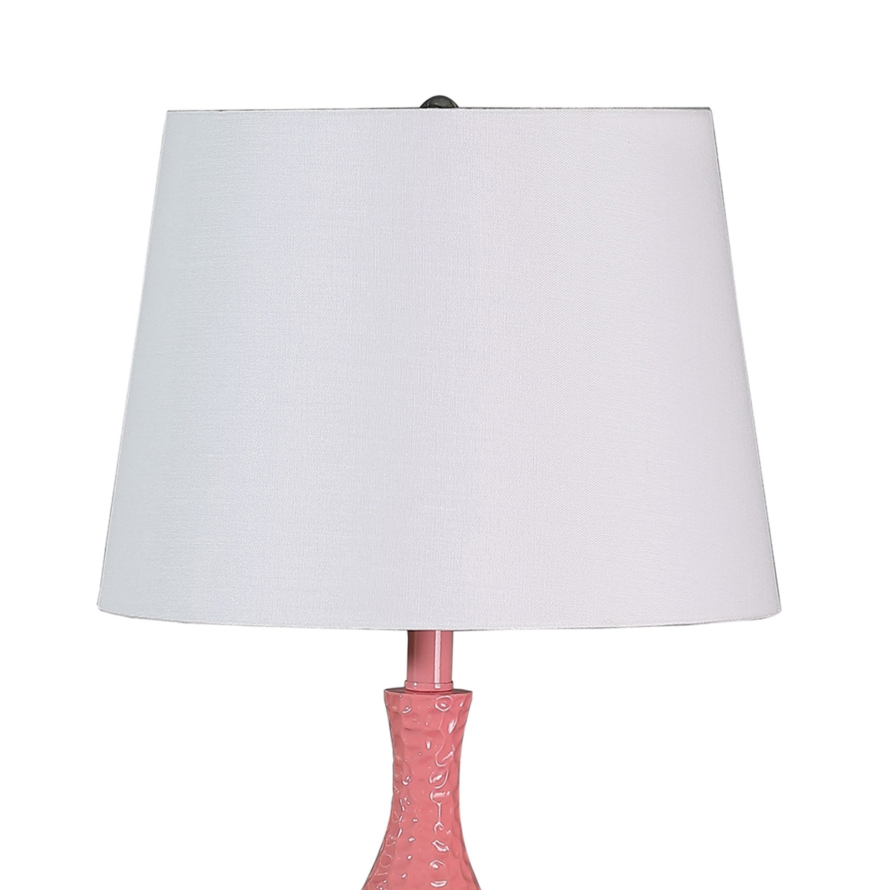 Pin Bowl Design Metal Table Lamp With Hammered Pattern, Pink- Saltoro Sherpi