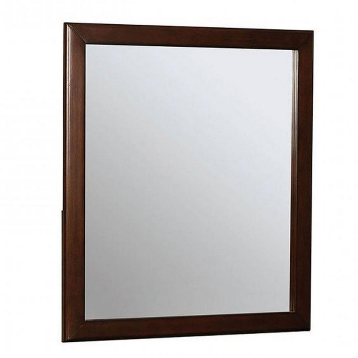 32 Inch Transitional Style Wooden Frame Mirror, Cherry- Saltoro Sherpi
