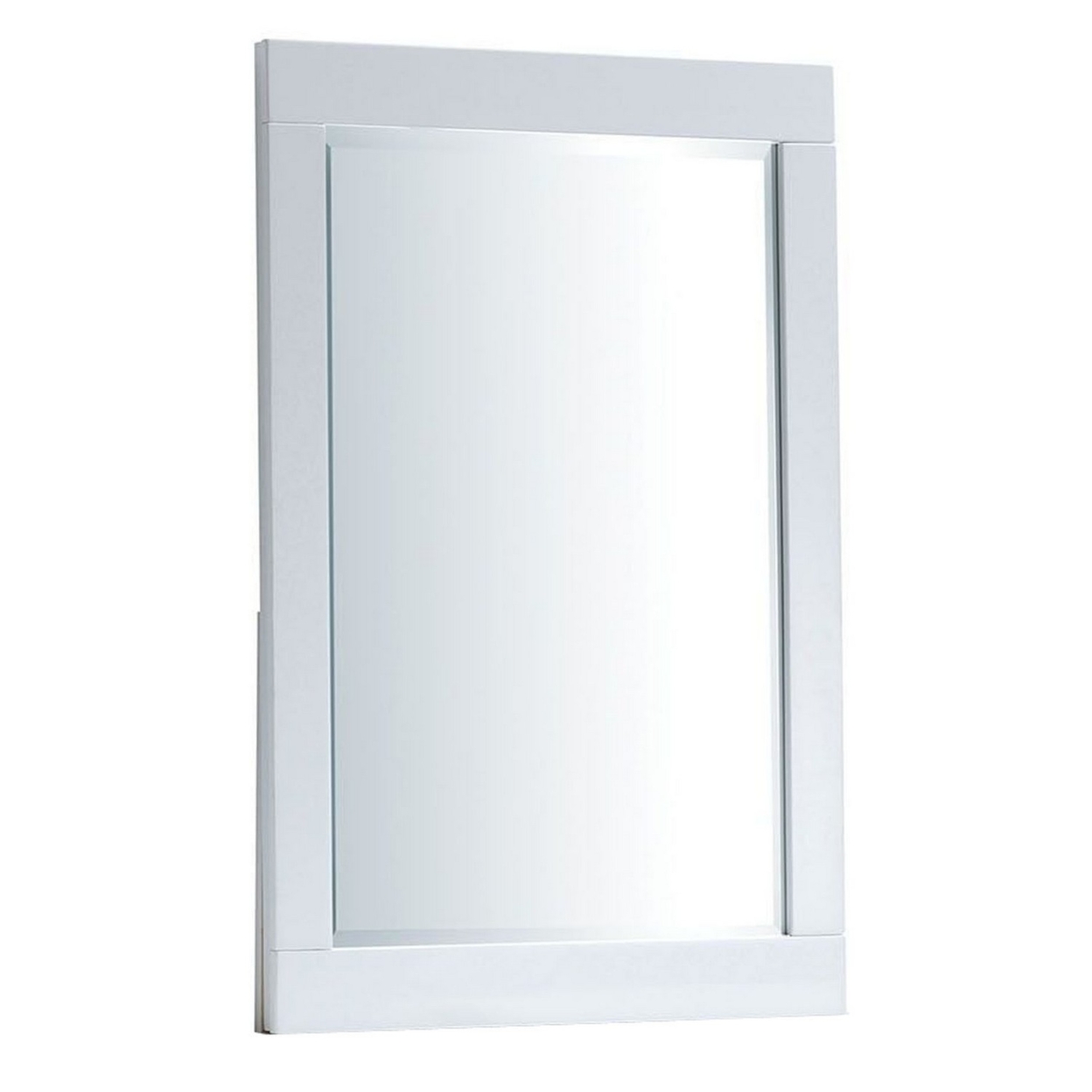 27 Inch Contemporary Wooden Frame Rectangular Mirror, White- Saltoro Sherpi
