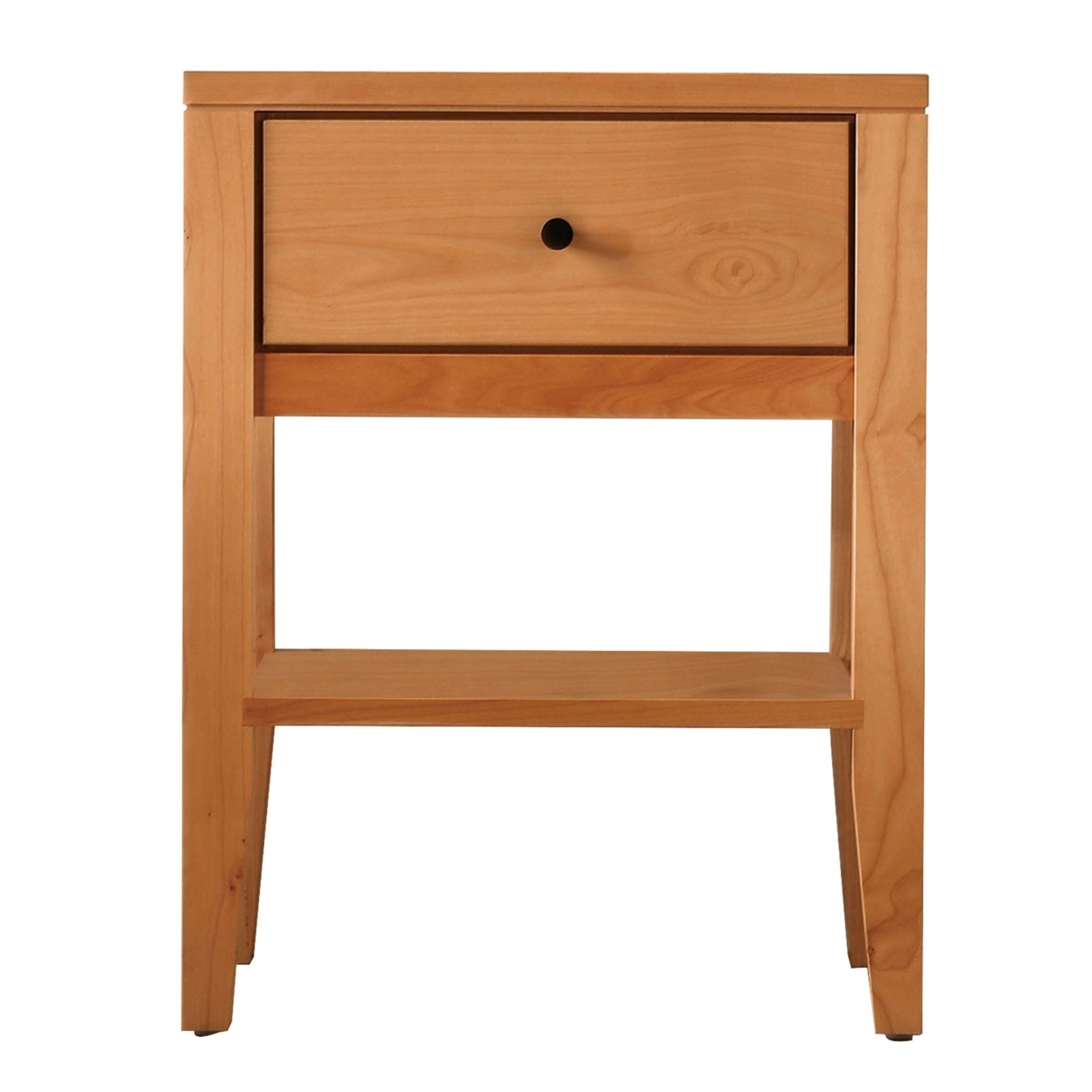 Mid Century Modern Wooden 1 Drawer Nightstand With Shelf, Light Oak Brown- Saltoro Sherpi