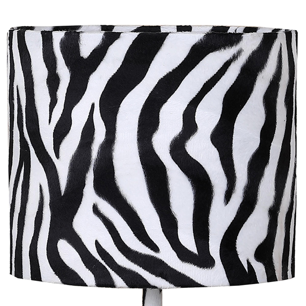 Fabric Wrapped Table Lamp With Animal Print, White And Black- Saltoro Sherpi