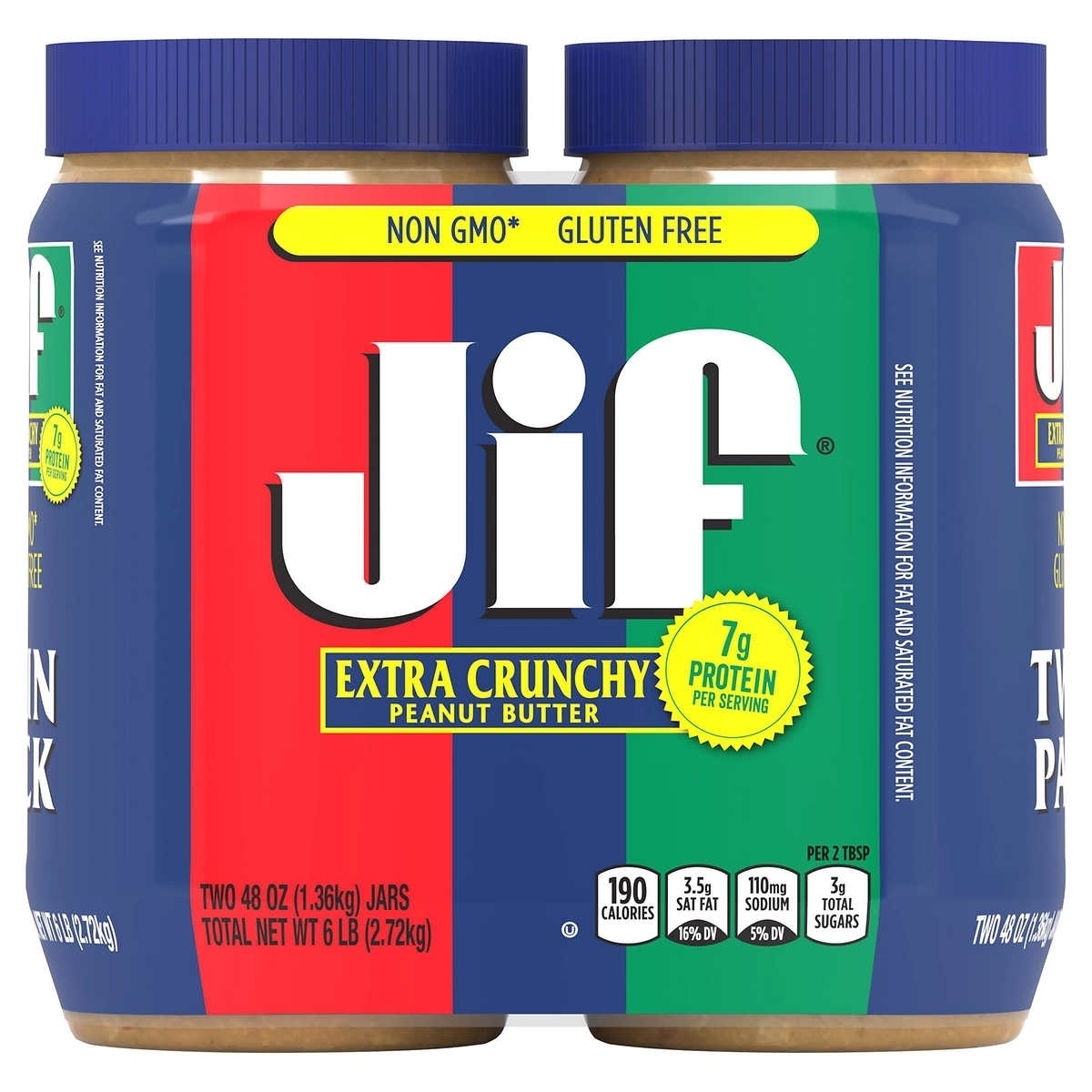 Jif Peanut Butter, Extra Crunchy, 48 Ounce (2 Count)