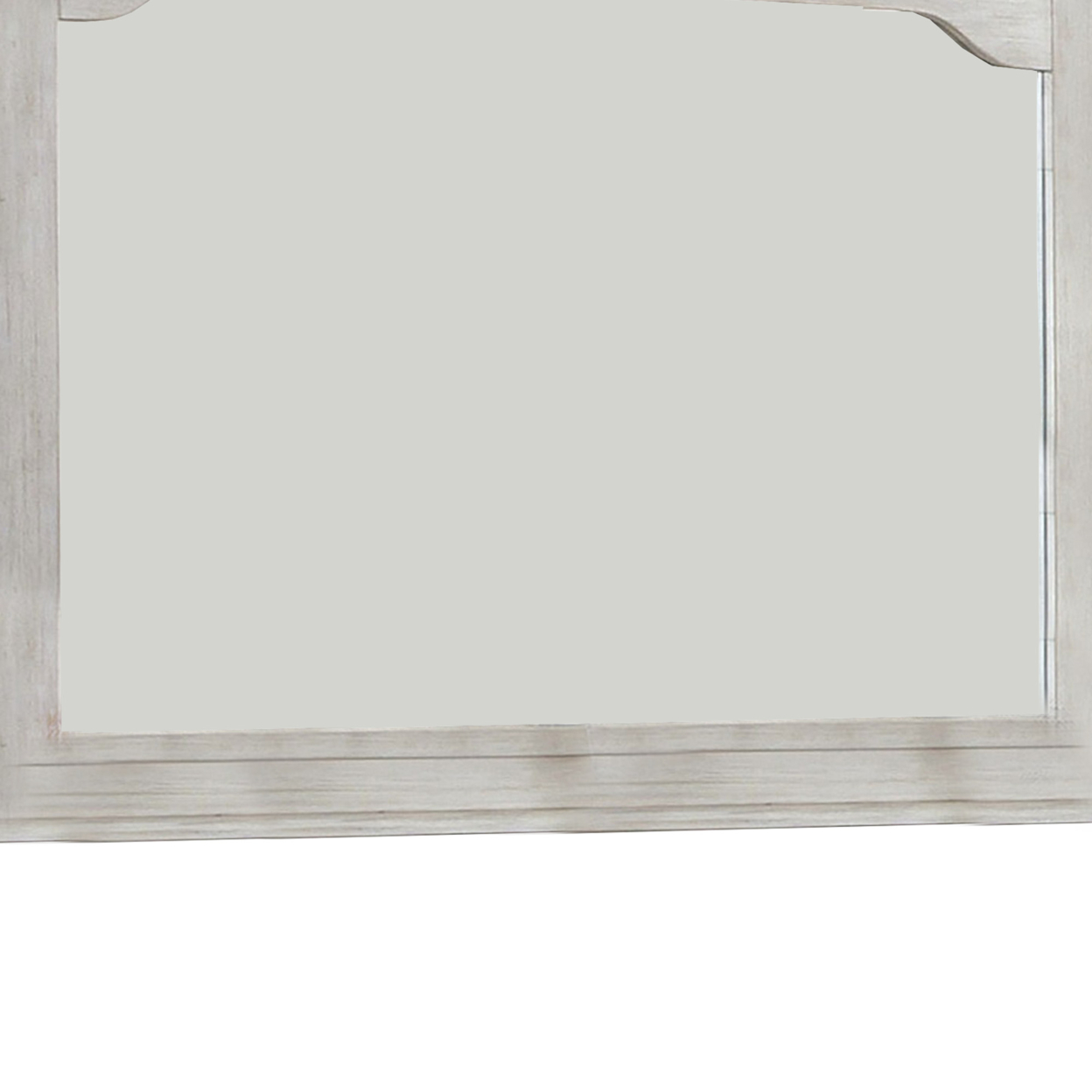 36 Inch Mirror With Chiseled Inner Wooden Frame, White- Saltoro Sherpi