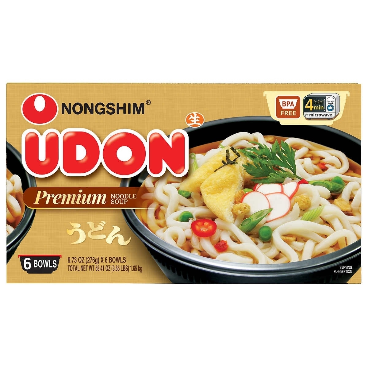 Nongshim Udon Noodle Soup Bowl, 9.73 Ounce (6 Count)