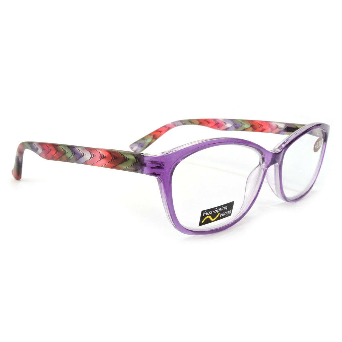 Classic Frame Reading Glasses Colorful Arms Retro Vintage Style - Purple, +2.50