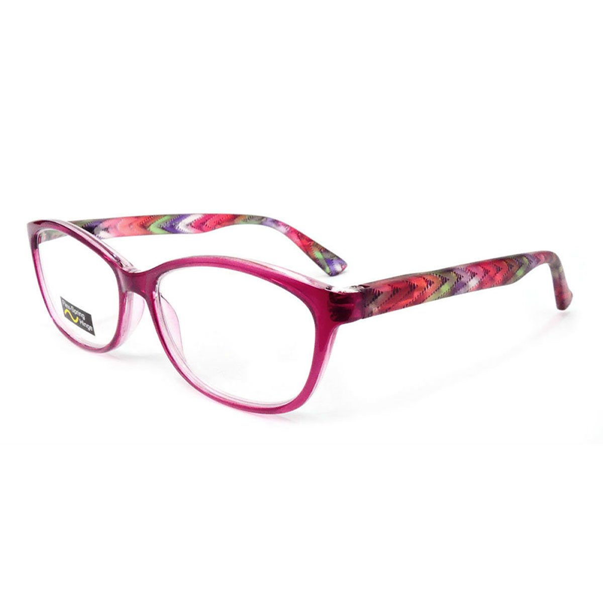 Classic Frame Reading Glasses Colorful Arms Retro Vintage Style - Black, +2.75