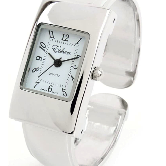 Clearance Sale - Silver Snake Style Band Rectangle Case Women's Bangle Cuff Watch