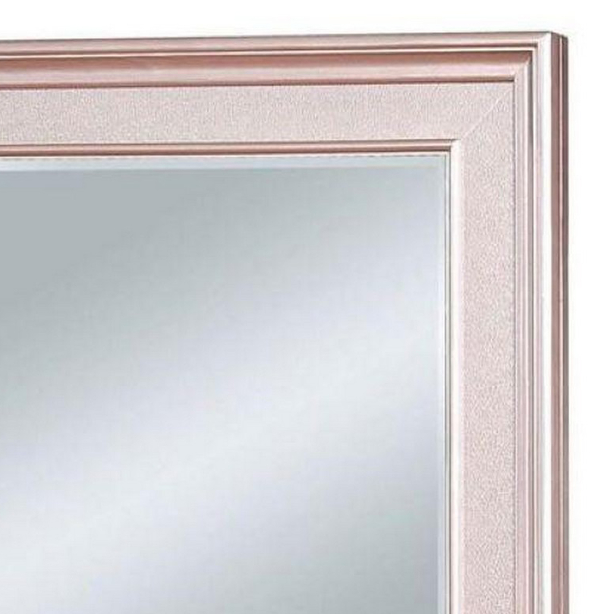 64 Inch Contemporary Style Wooden Frame Mirror, Rose Pink- Saltoro Sherpi