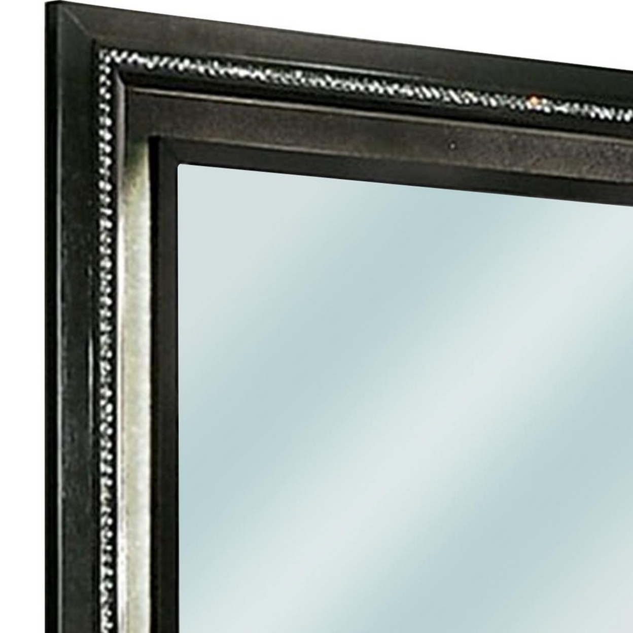 46 Inch Contemporary Style Wooden Mirror, Metallic Gray- Saltoro Sherpi