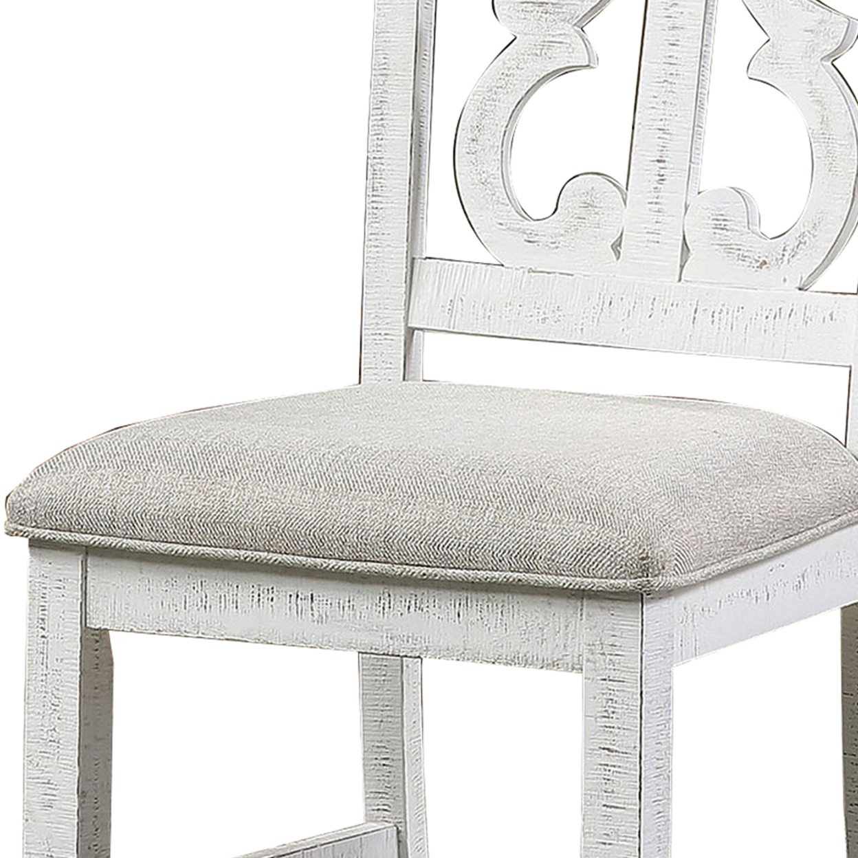 Open Scroll Back Wooden Side Chair With Padded Seat, Set Of 2, White- Saltoro Sherpi