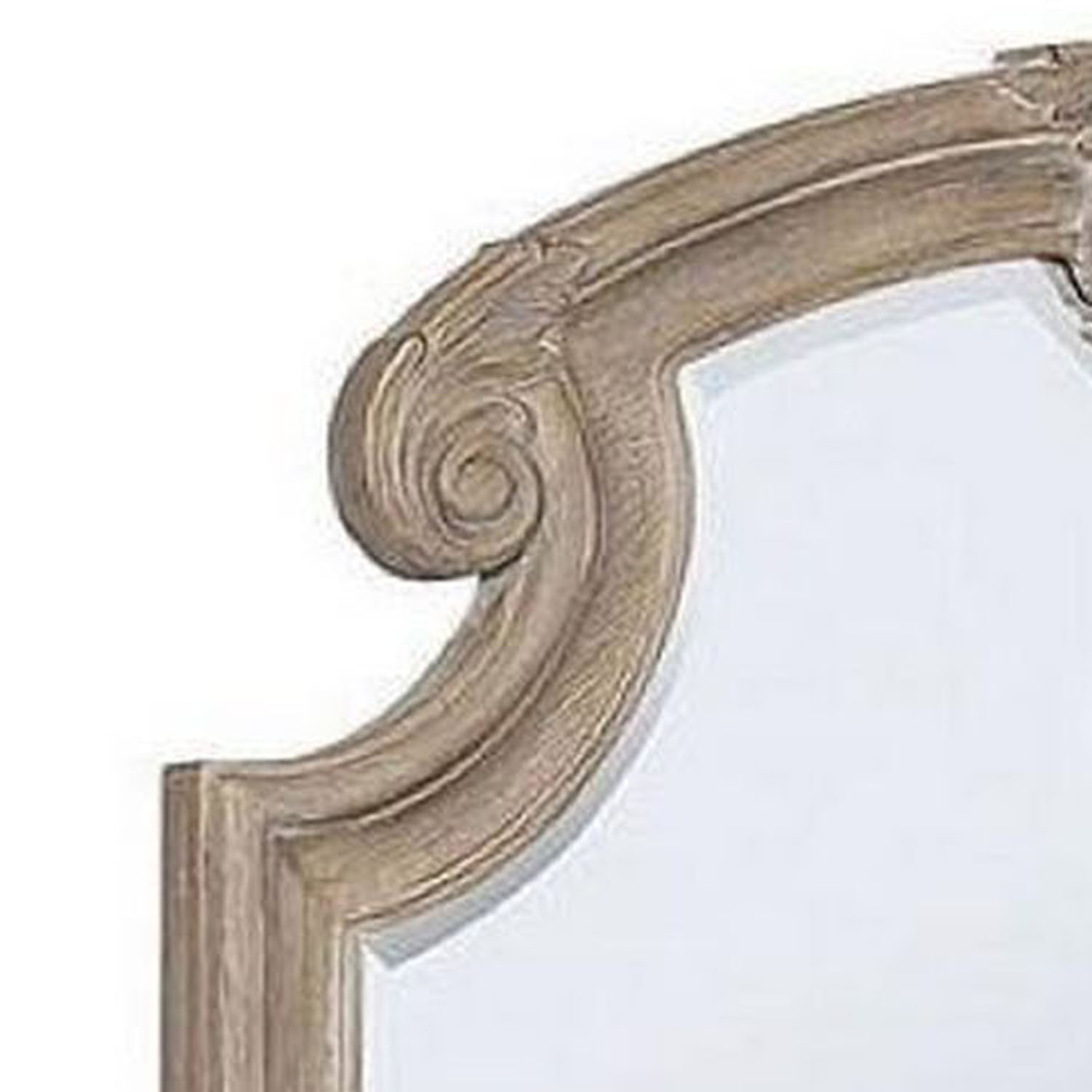 47.25 Inches Crown Top Molded Mirror, Natural Brown- Saltoro Sherpi
