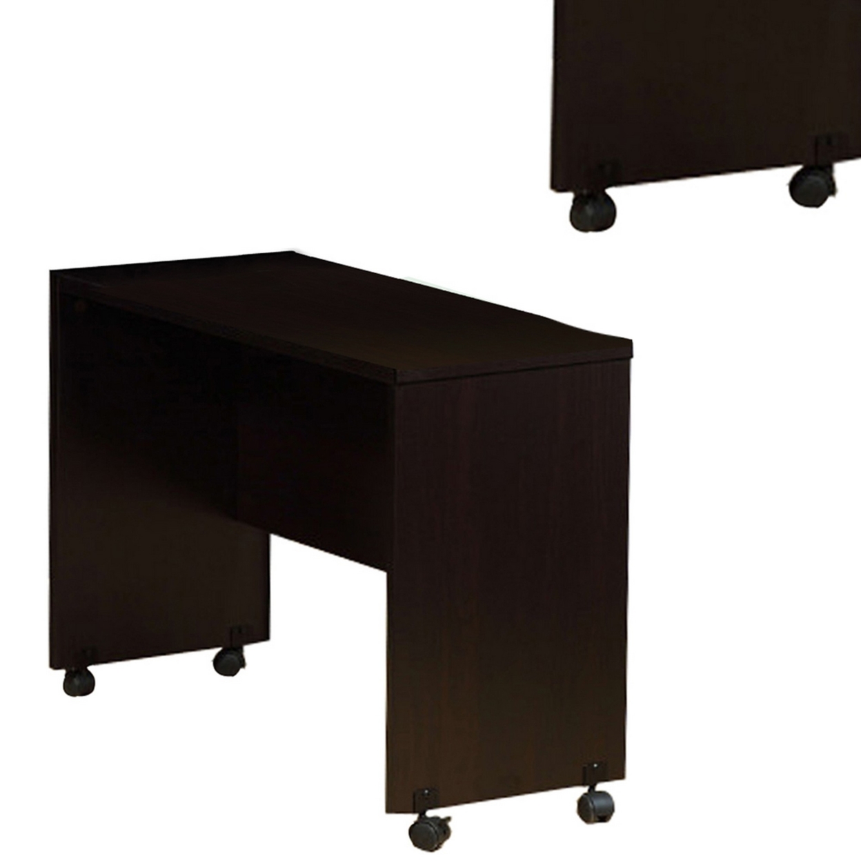 Stylish Dark Brown Finish Desk Return With Spacious Display Top.- Saltoro Sherpi