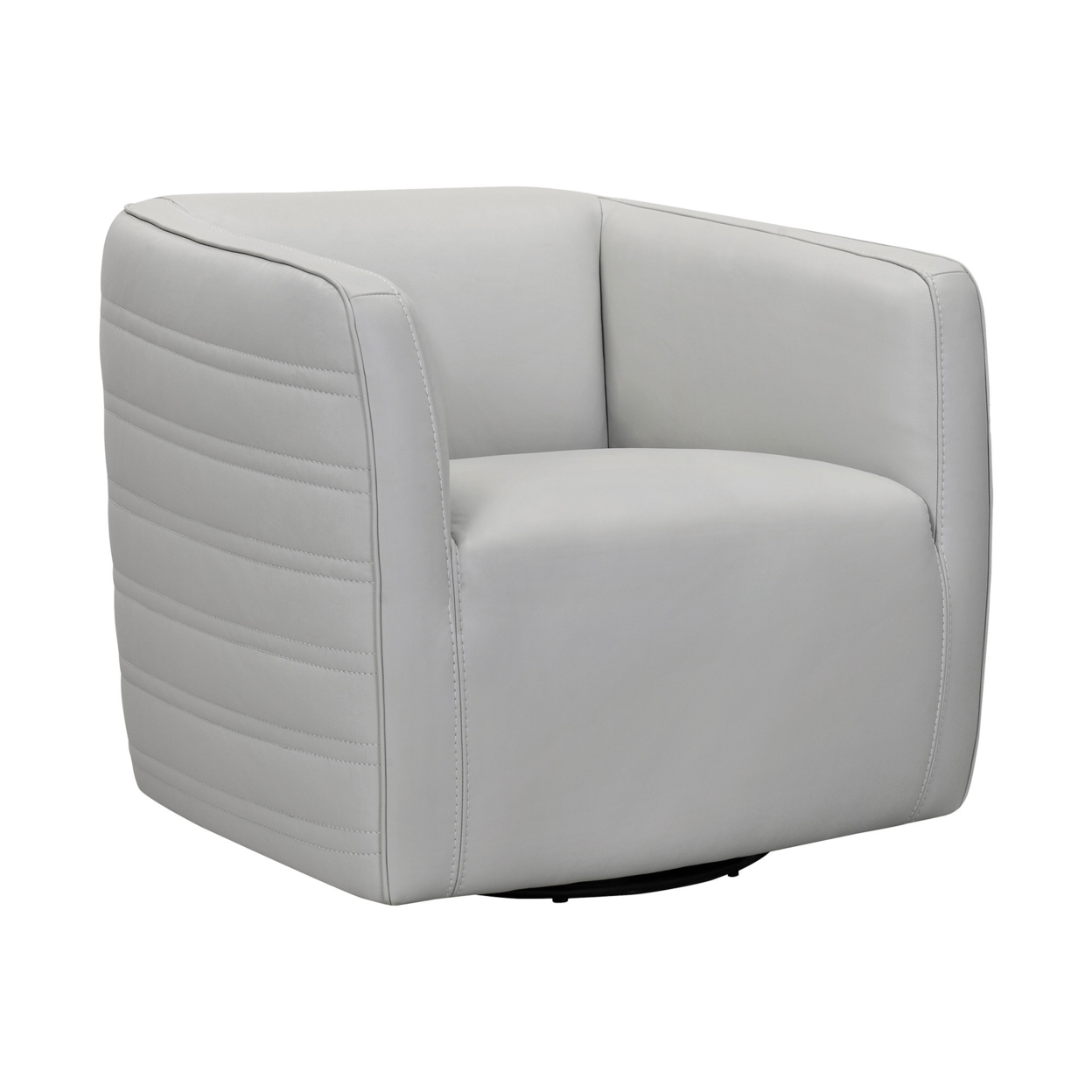 26 Inch Leatherette Barrel Chair With Swivel Mechanism, White- Saltoro Sherpi