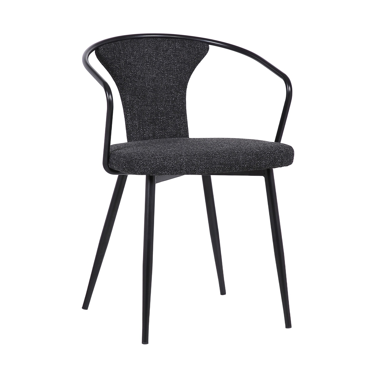 19 Inch Modern Fabric Dining Chair With Curved Back, Black- Saltoro Sherpi