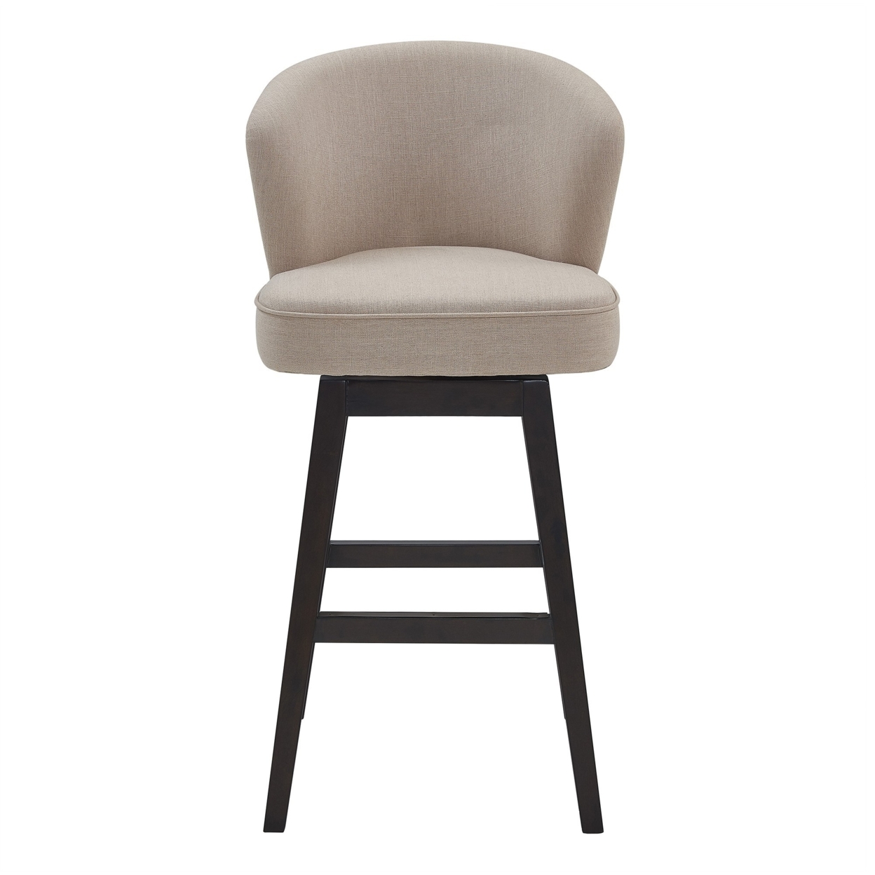 26 Inches Padded Swivel Counter Stool With Curved Backrest, Beige- Saltoro Sherpi