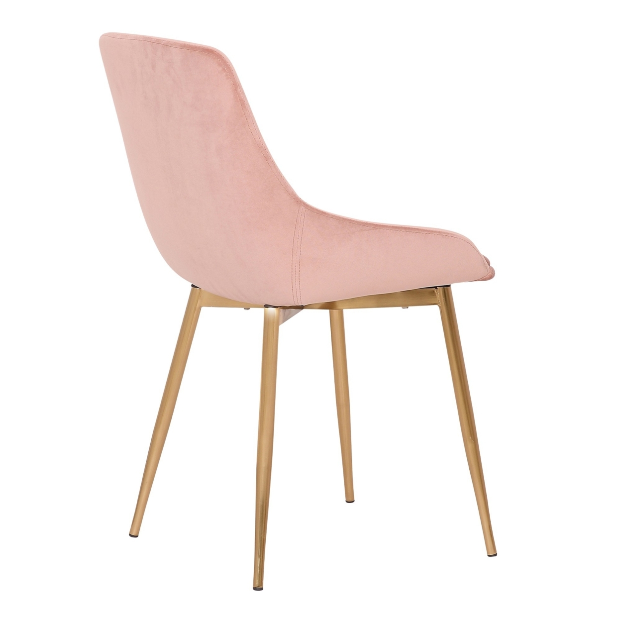Countered Fabric Upholstered Dining Chair With Sleek Metal Legs, Pink- Saltoro Sherpi