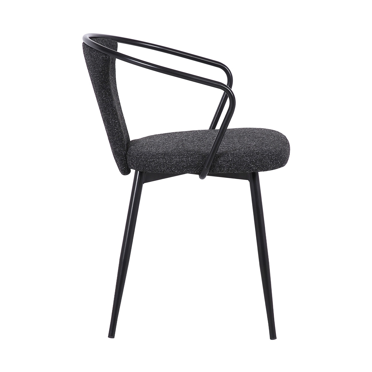19 Inch Modern Fabric Dining Chair With Curved Back, Black- Saltoro Sherpi