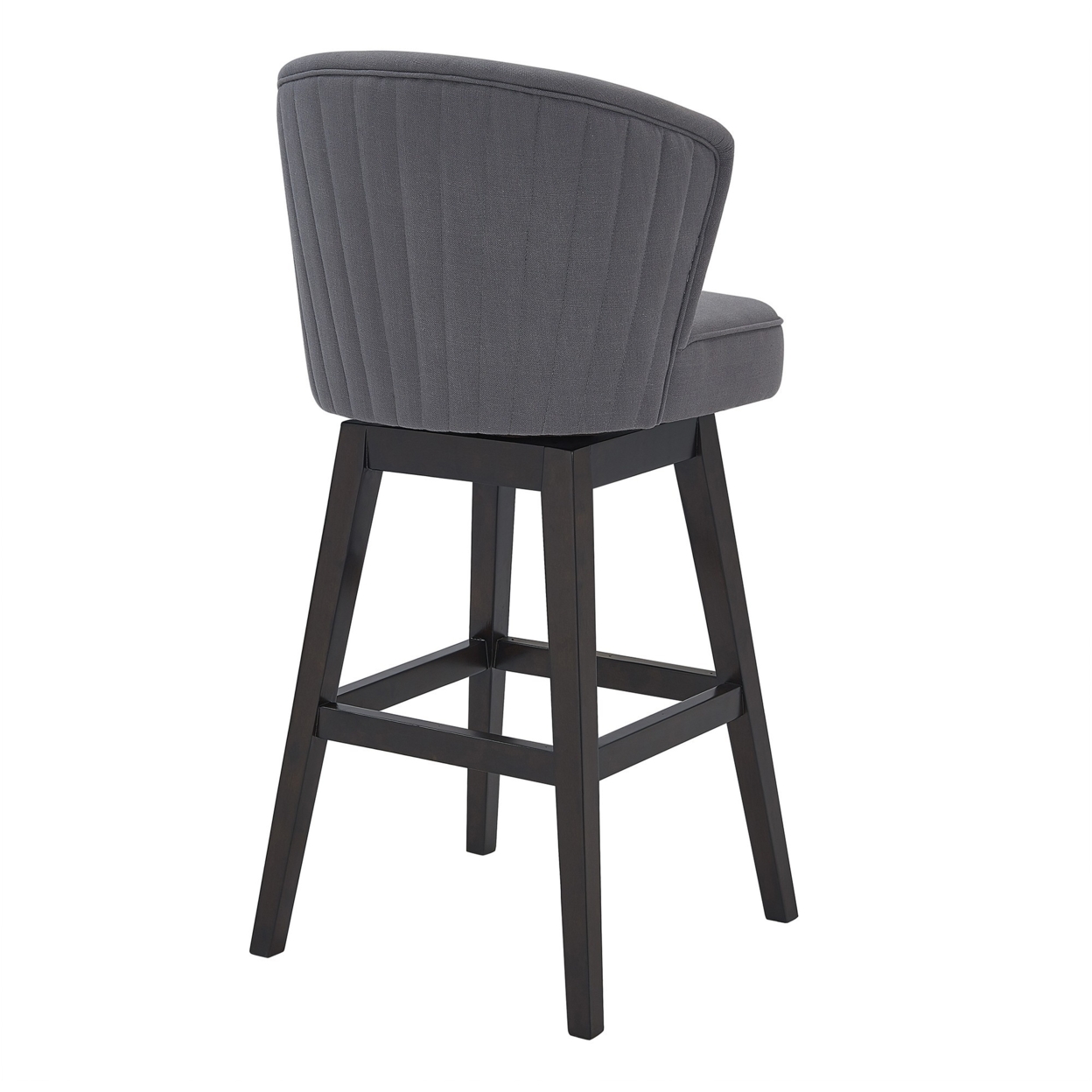 30 Inches Padded Swivel Barstool With Curved Backrest, Gray- Saltoro Sherpi