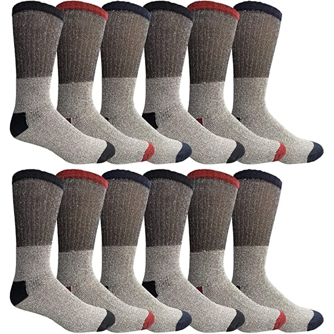 12 Pair: Men's Big & Tall Thermal Insulated Crew Socks