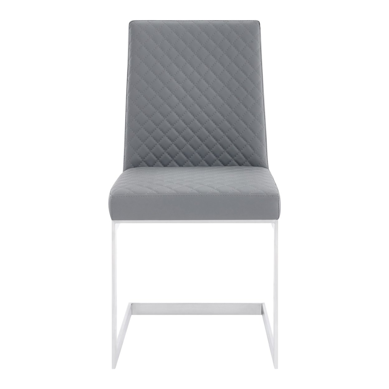 20 Inches Diamond Stitched Leatherette Dining Chair, Set Of 2, Gray- Saltoro Sherpi
