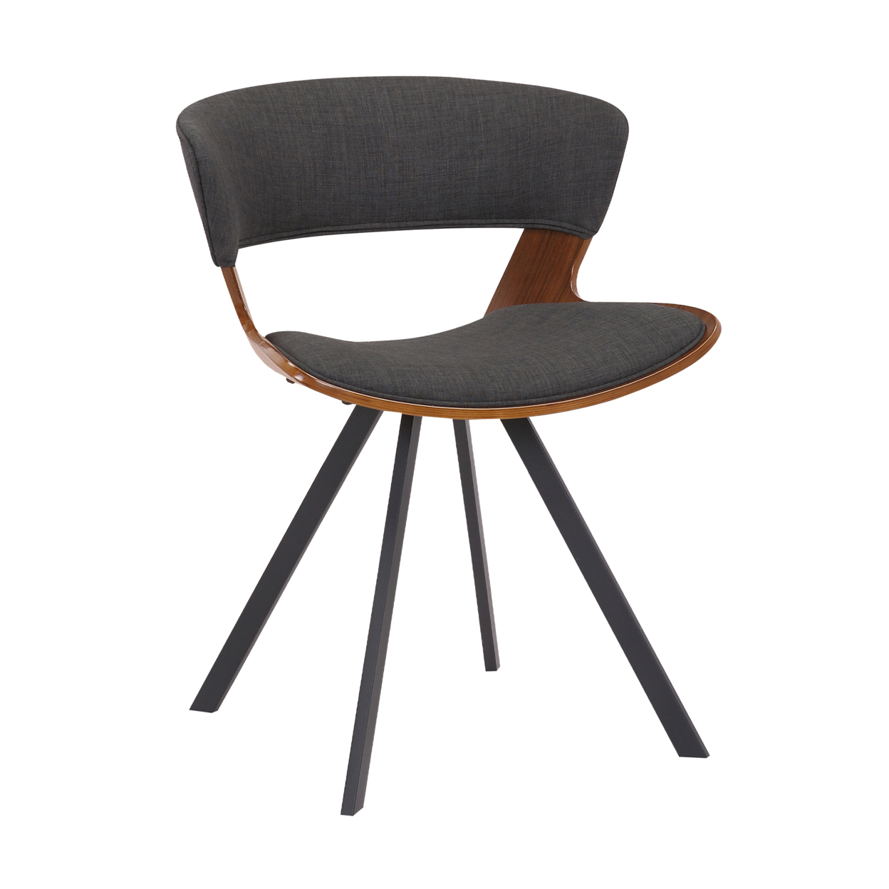18 Inches Curved Padded Dining Chair With Angled Legs, Brown And Black- Saltoro Sherpi
